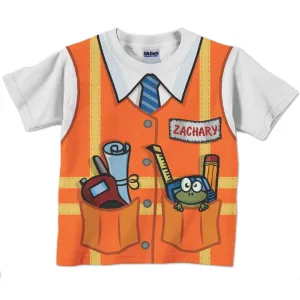 Personalized Construction Birthday Shirt, Personalized Childrens Construction Supervisor T-Shirt, Boy's Orange Safety Vest Shirt