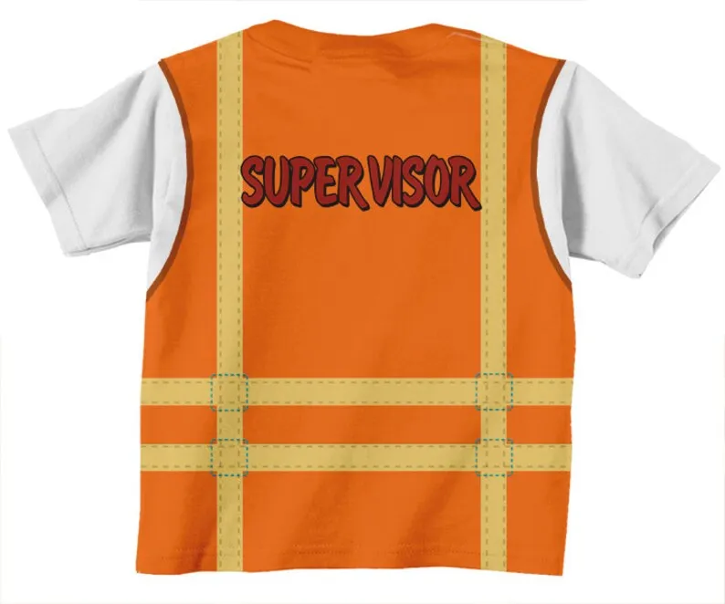 Personalized Construction Birthday Shirt, Personalized Childrens Construction Supervisor T-Shirt, Boy's Orange Safety Vest Shirt