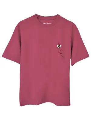 Pink - Unisex Hand Embroidered Oversize T-Shirt