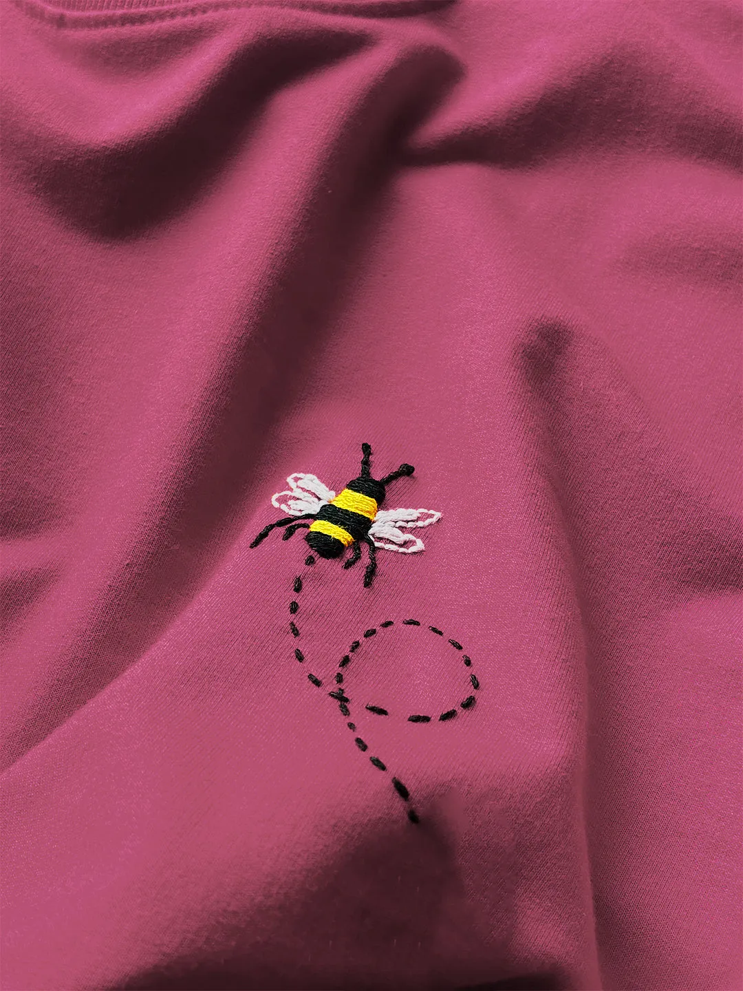 Pink - Unisex Hand Embroidered Oversize T-Shirt