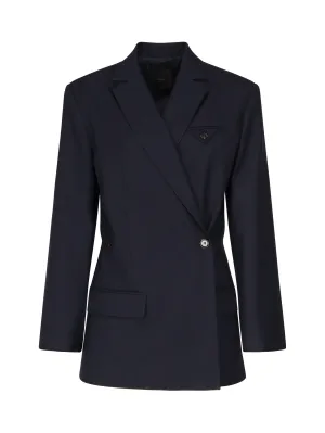 Pinko Blue Wool Blend Double Breasted Blazer