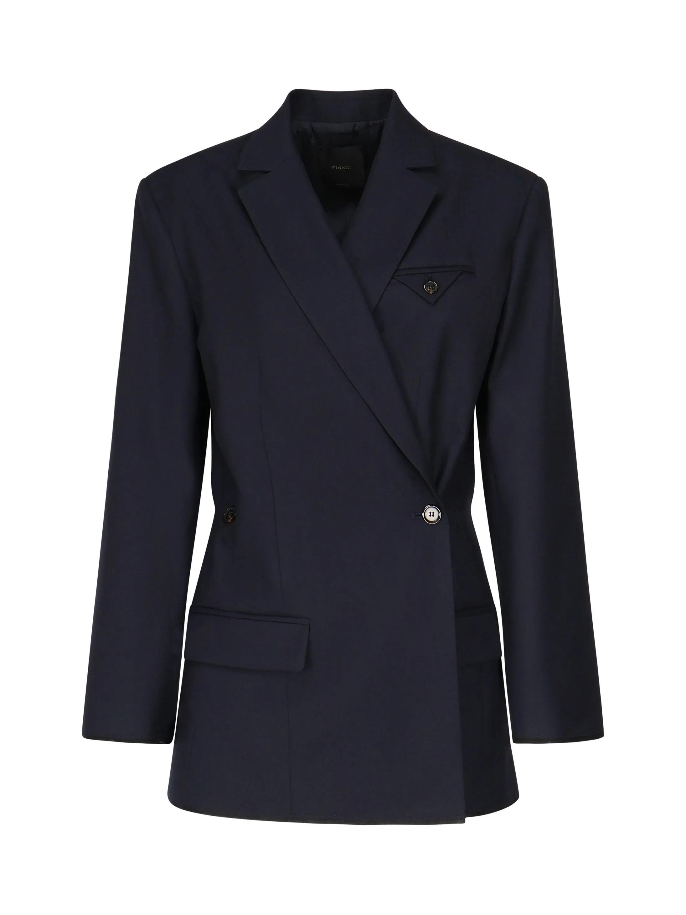 Pinko Blue Wool Blend Double Breasted Blazer