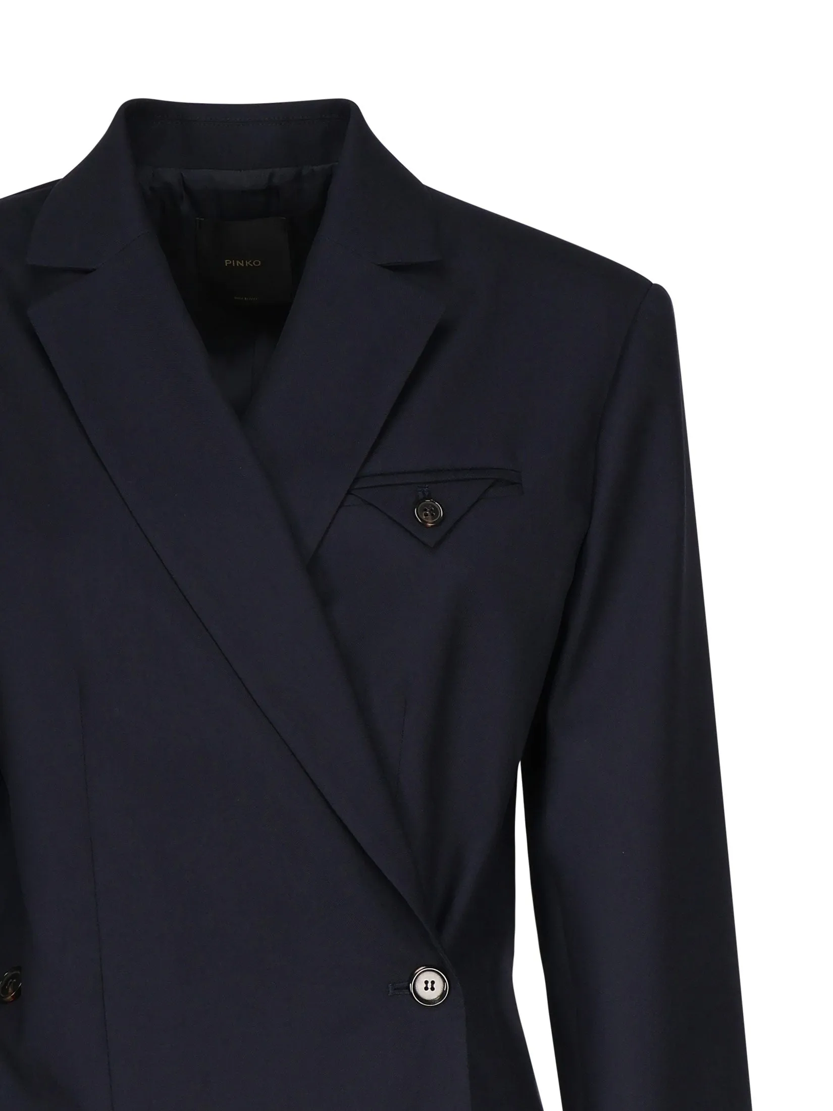 Pinko Blue Wool Blend Double Breasted Blazer