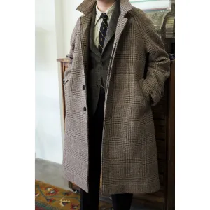 Plaid Wool Trench Coat