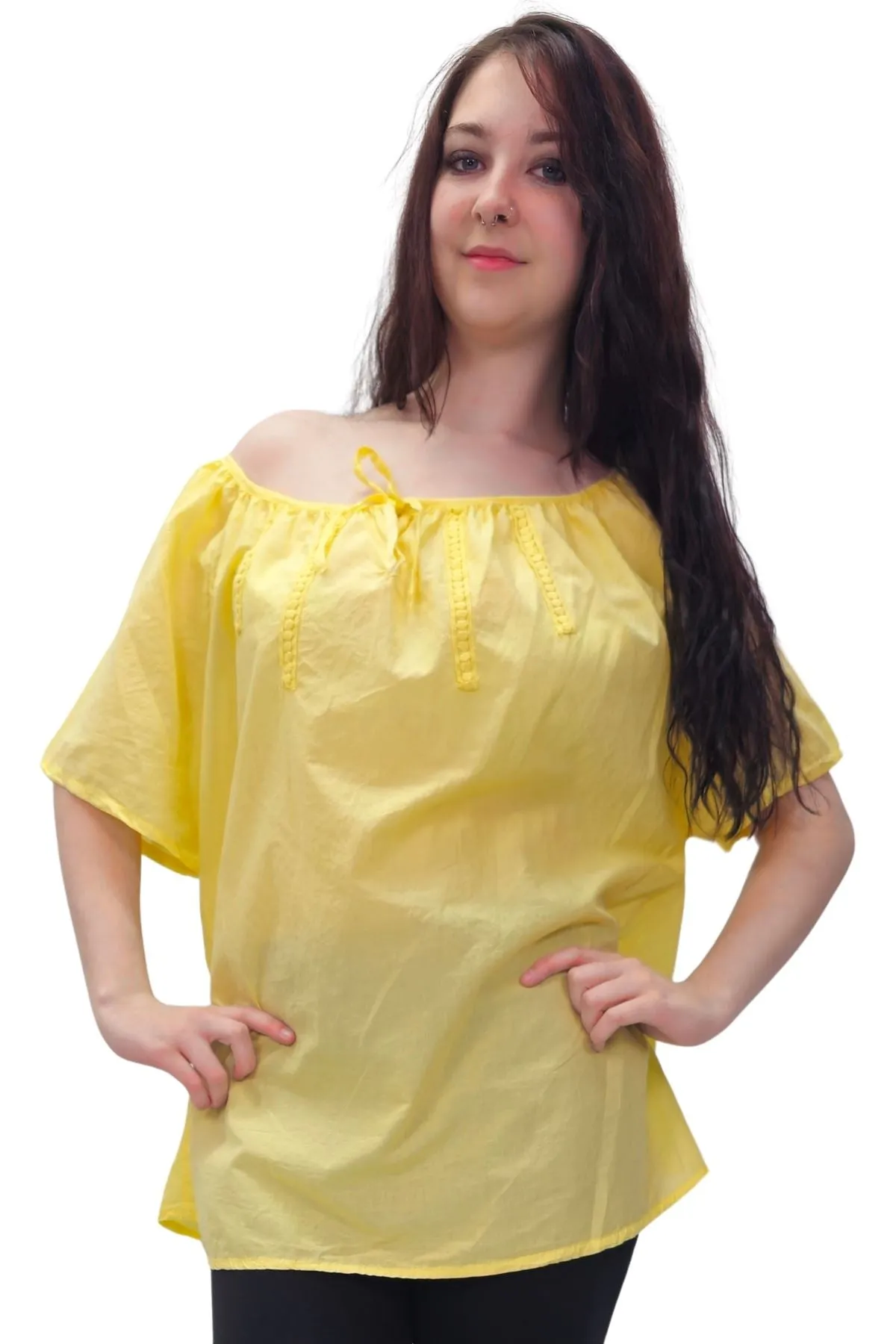 Plain Lace Tie Detailing Cotton Top