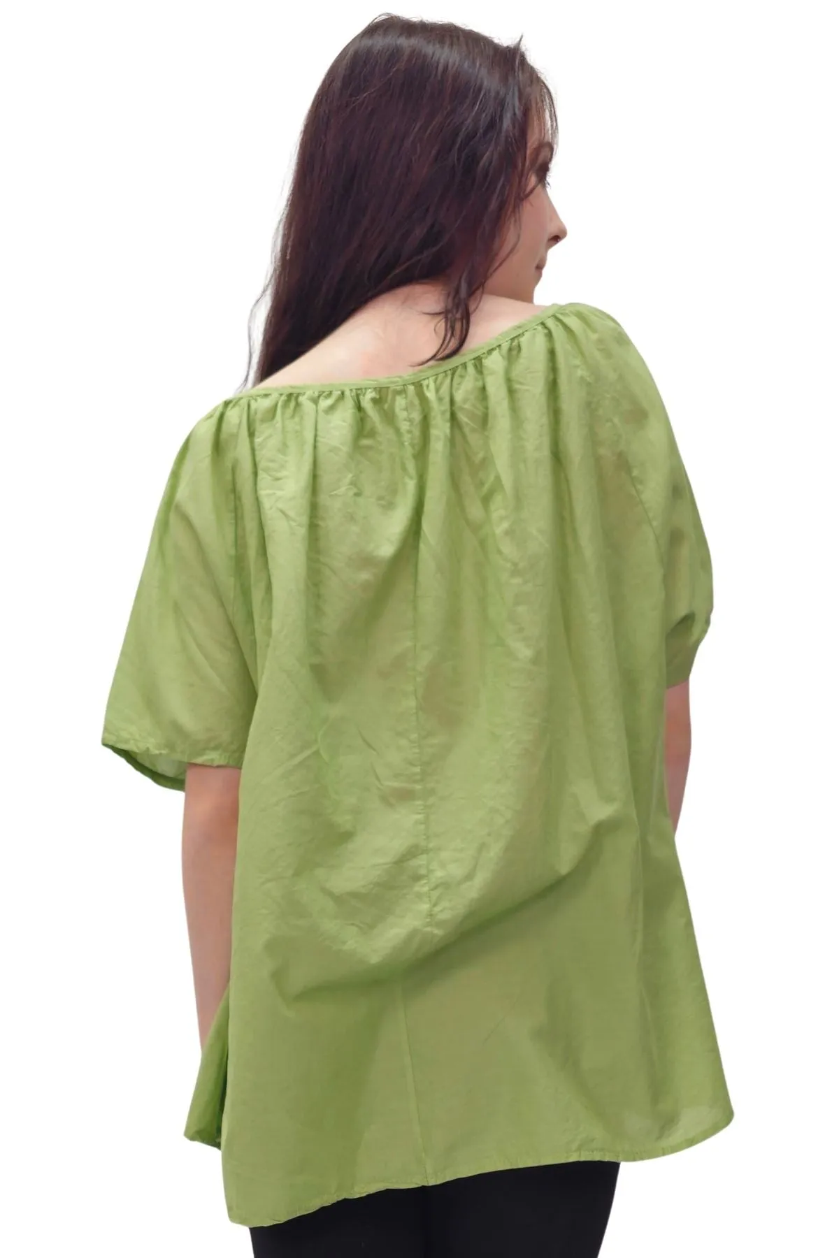 Plain Lace Tie Detailing Cotton Top