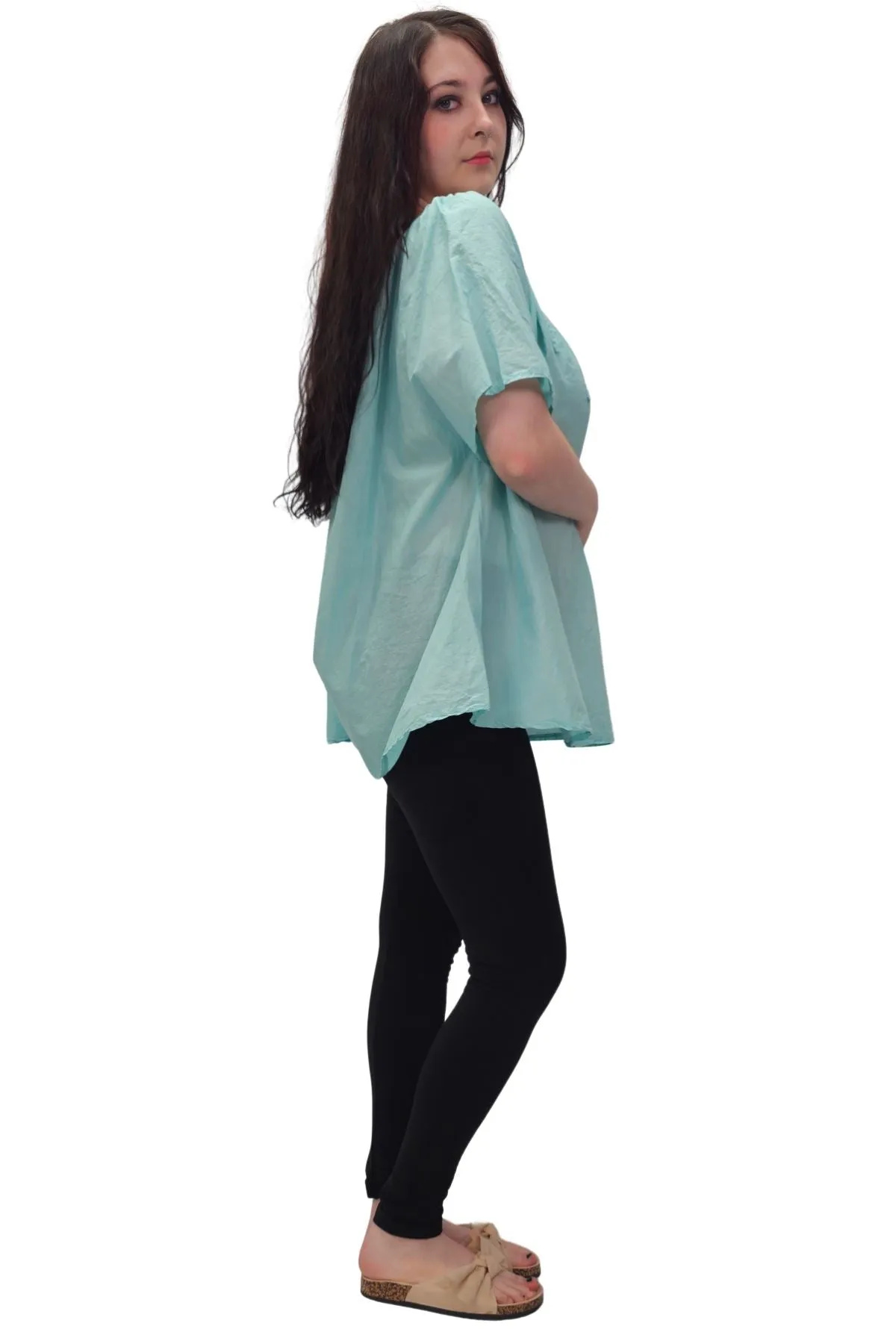 Plain Lace Tie Detailing Cotton Top