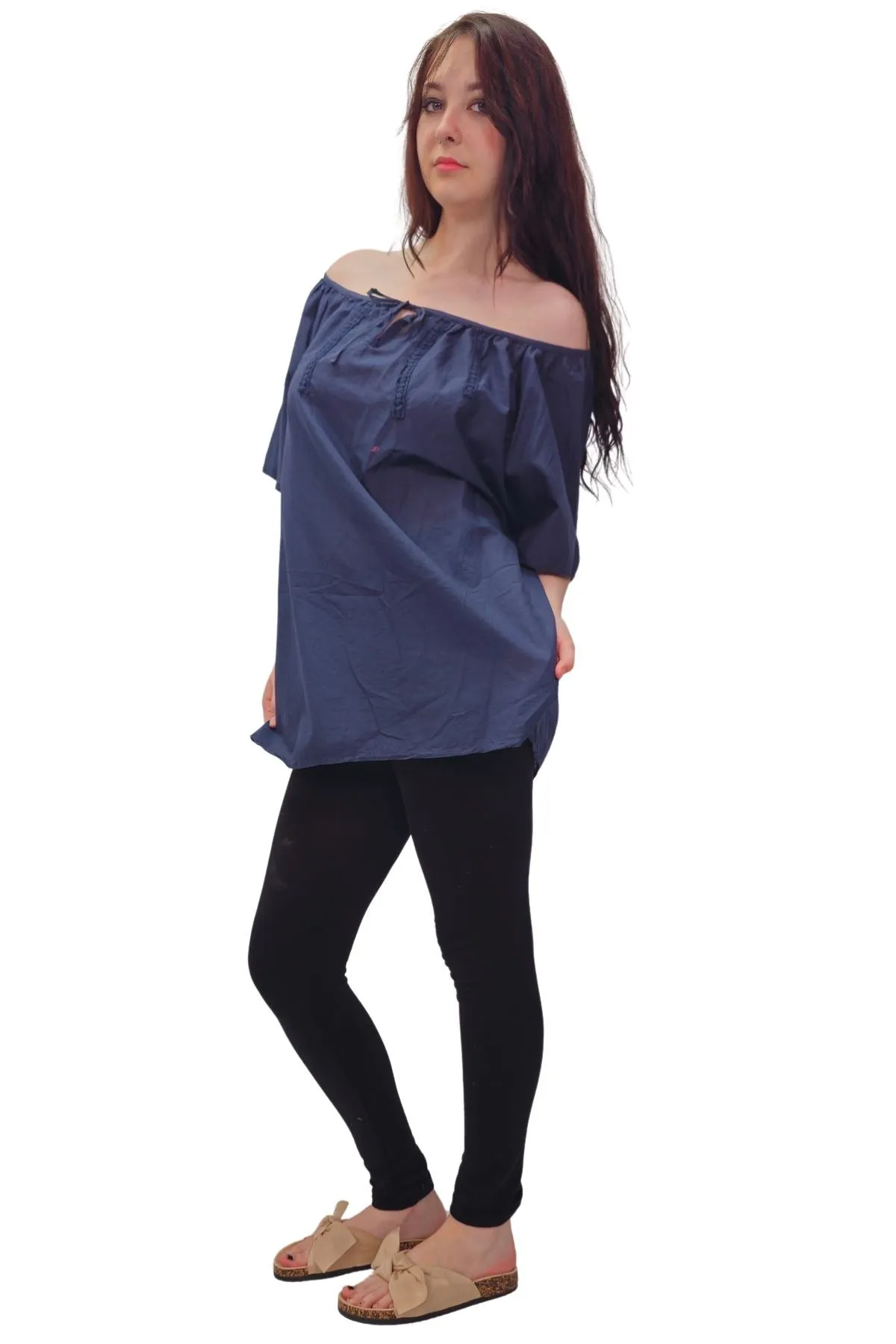 Plain Lace Tie Detailing Cotton Top