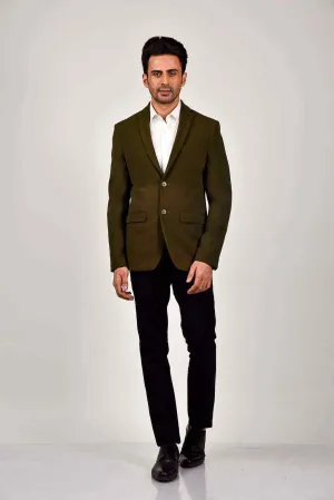 Plus Size of Olive Knitted Strechable Blazer