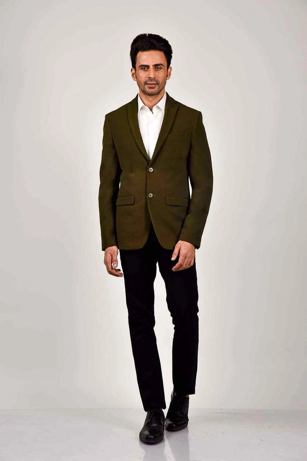 Plus Size of Olive Knitted Strechable Blazer
