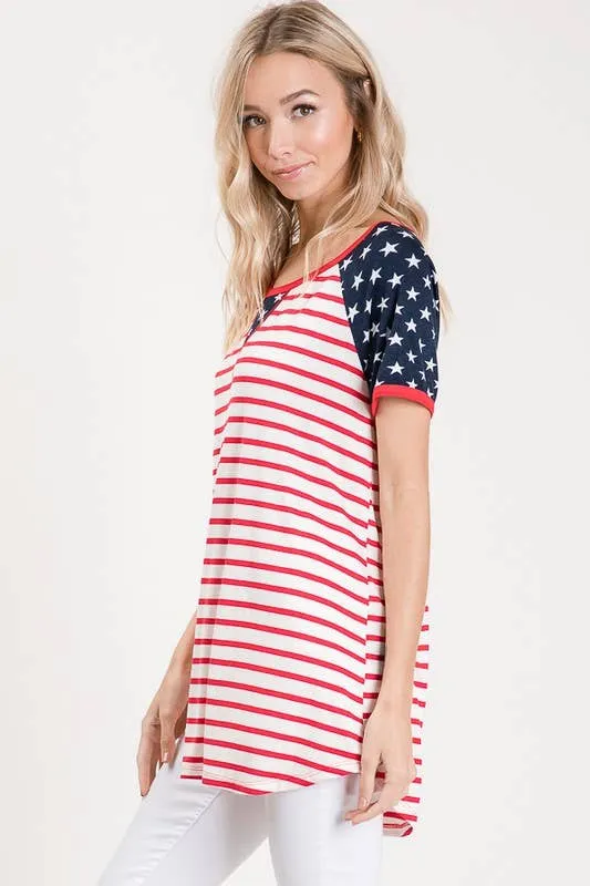 Plus Size Stripe and Star Top