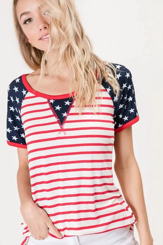 Plus Size Stripe and Star Top