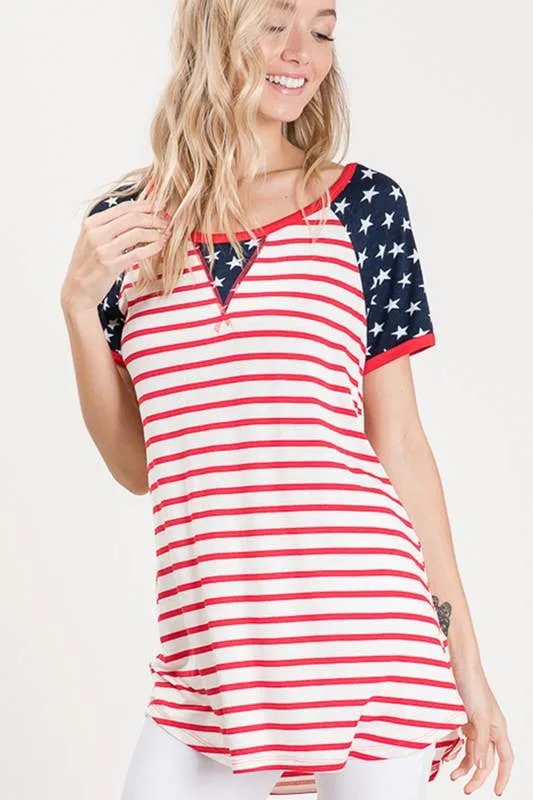 Plus Size Stripe and Star Top