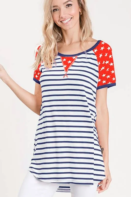 Plus Size Stripe and Star Top