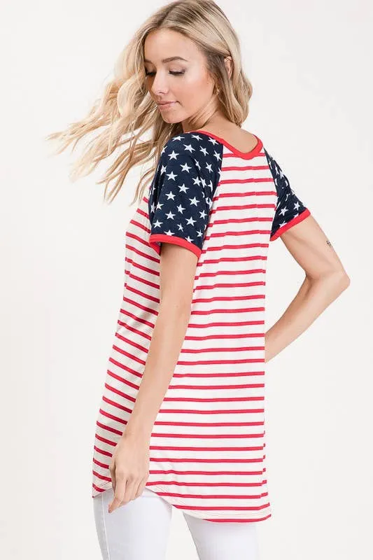 Plus Size Stripe and Star Top