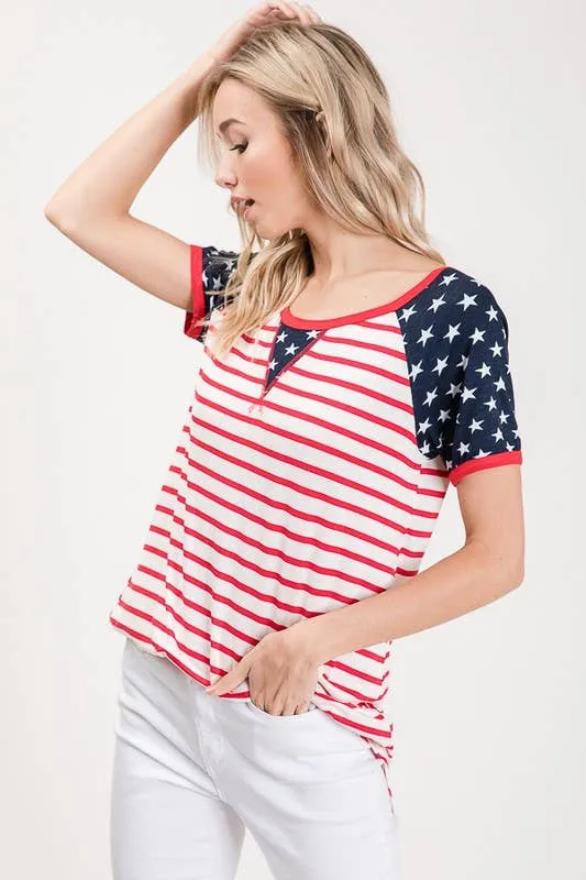 Plus Size Stripe and Star Top