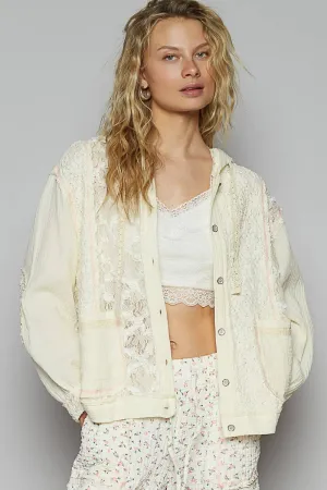 Pol Lace Balloon Sleeves Knit Jacket