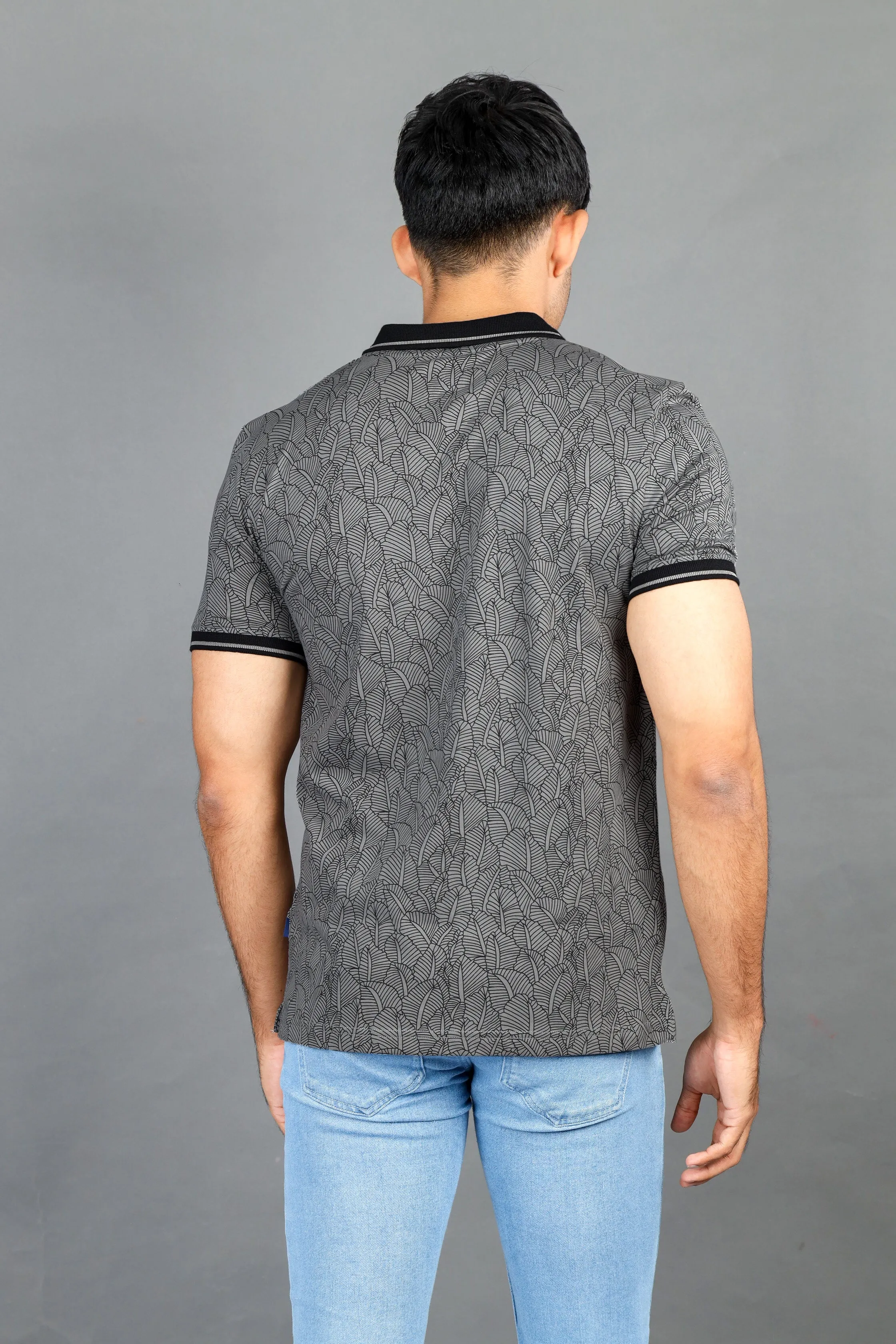 Polo Fusion Printed-Charcoal