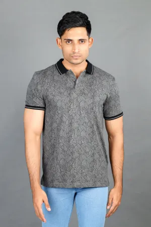 Polo Fusion Printed-Charcoal