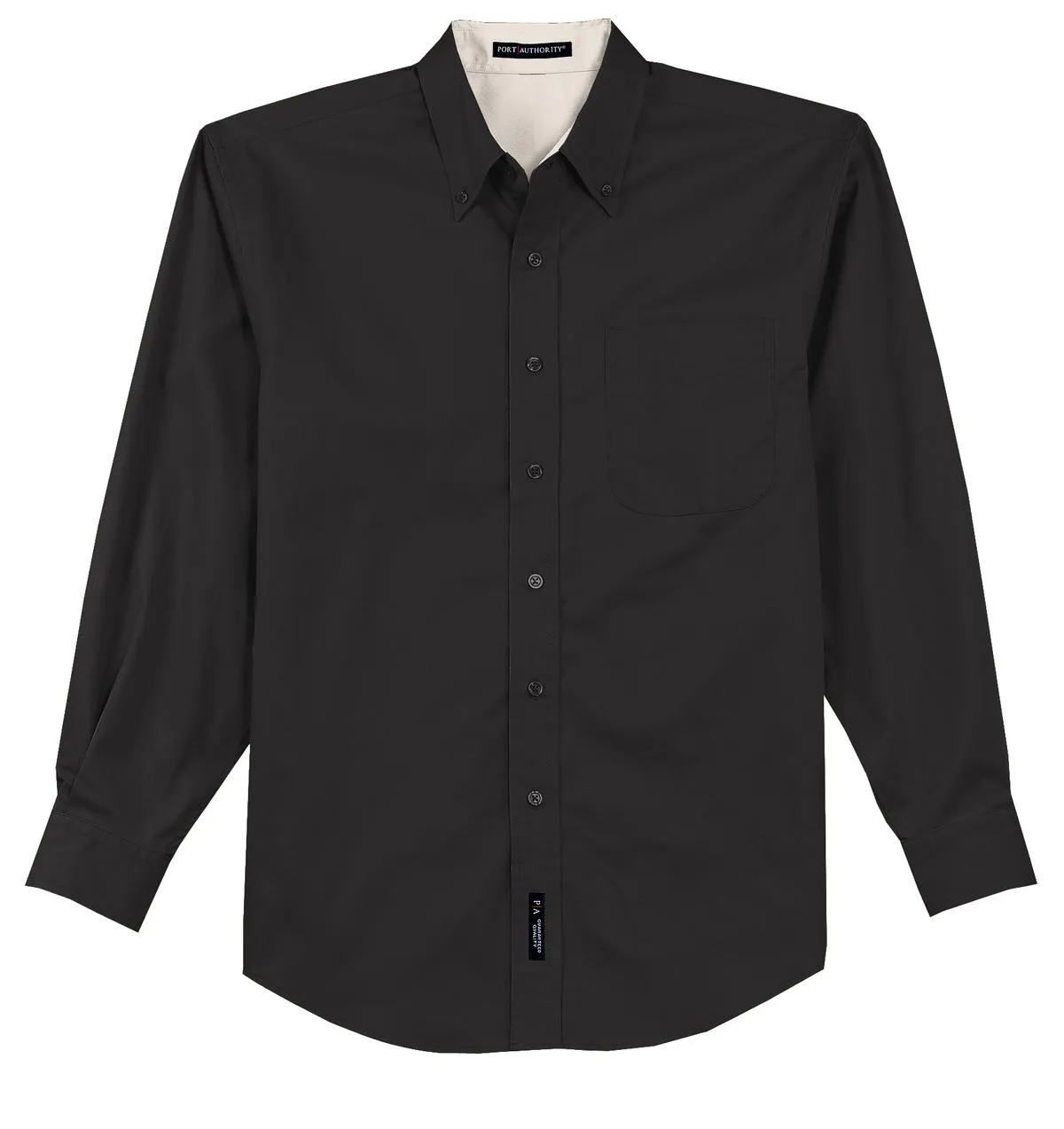 Port Authority Long Sleeve Easy Care Shirt S608 Black/ Light Stone