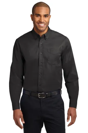 Port Authority Long Sleeve Easy Care Shirt S608 Black/ Light Stone