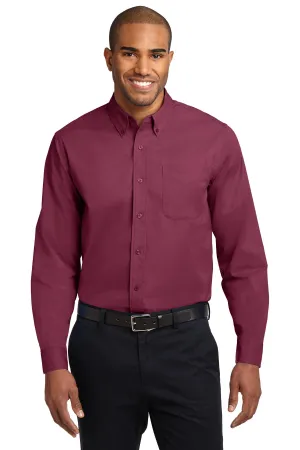 Port Authority Tall Long Sleeve Easy Care Shirt.  TLS608 Burgundy/ Light Stone Tall