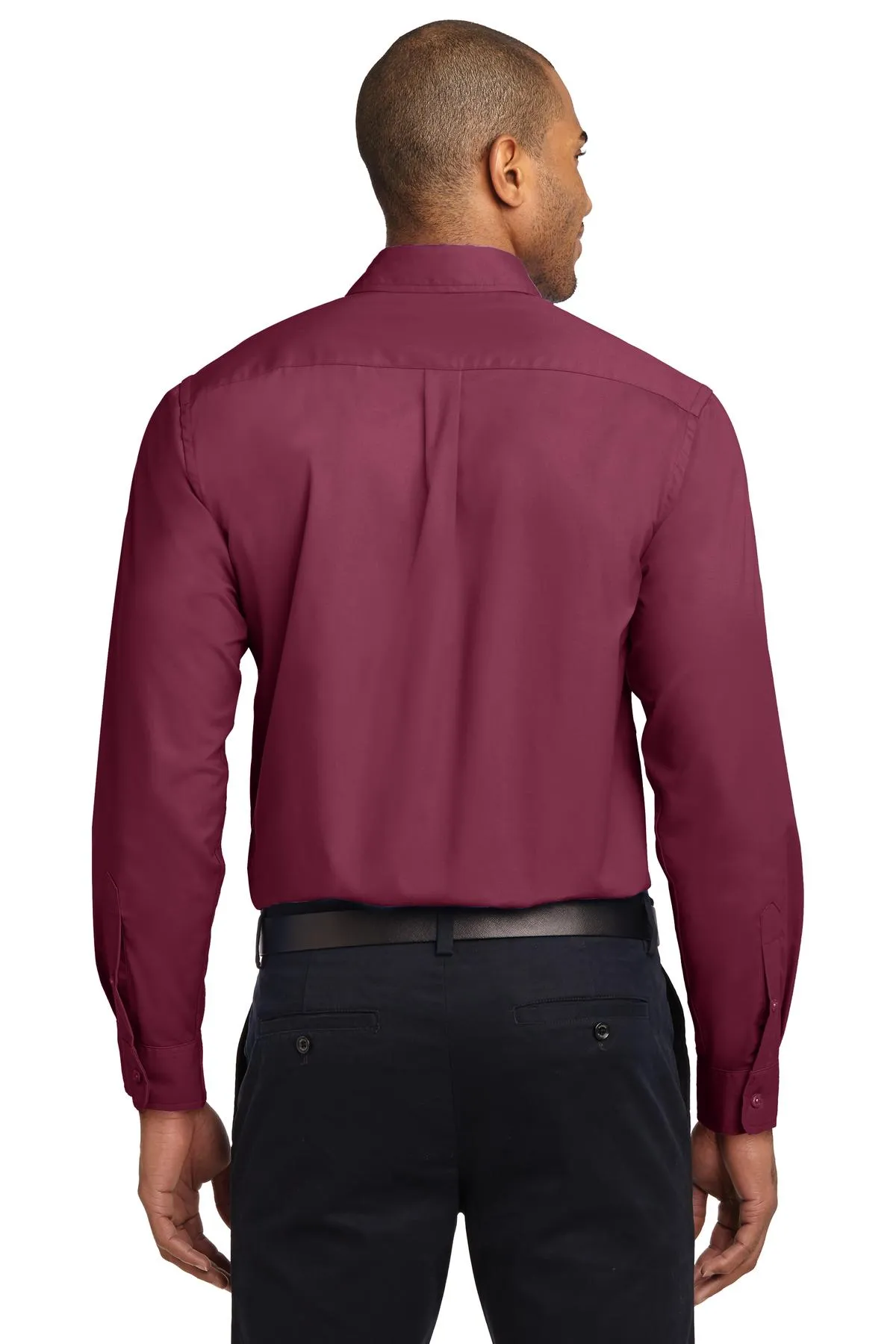 Port Authority Tall Long Sleeve Easy Care Shirt.  TLS608 Burgundy/ Light Stone Tall