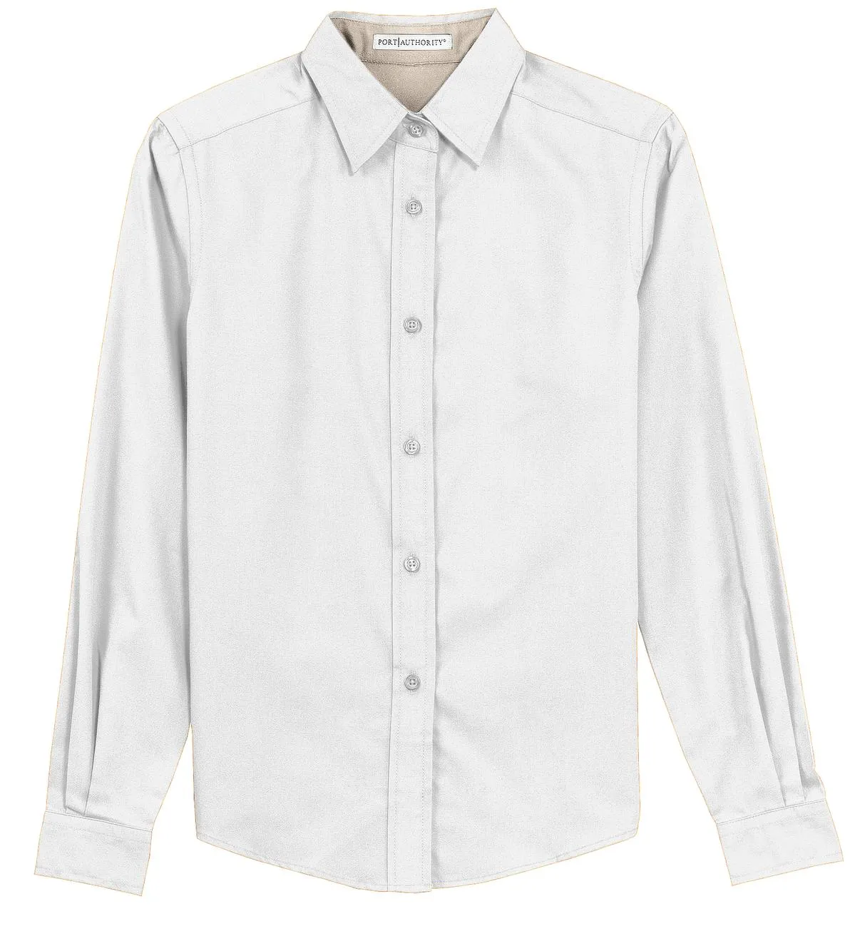 Port Authority Women's Long Sleeve Easy Care Shirt.  L608 White/ Light Stone