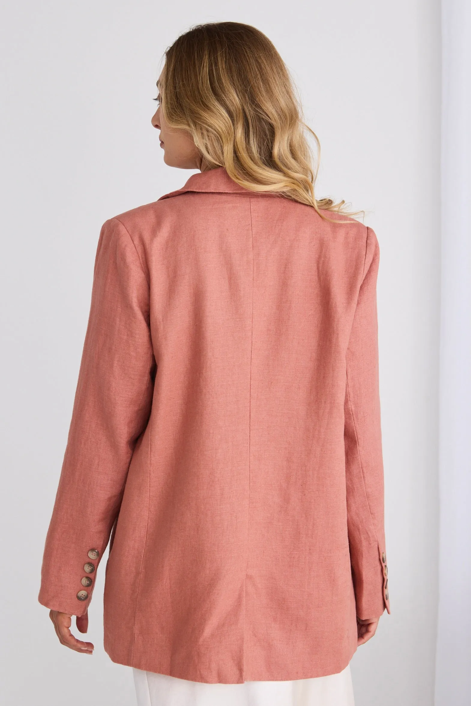 Pride Terracotta Linen Single Breasted Blazer