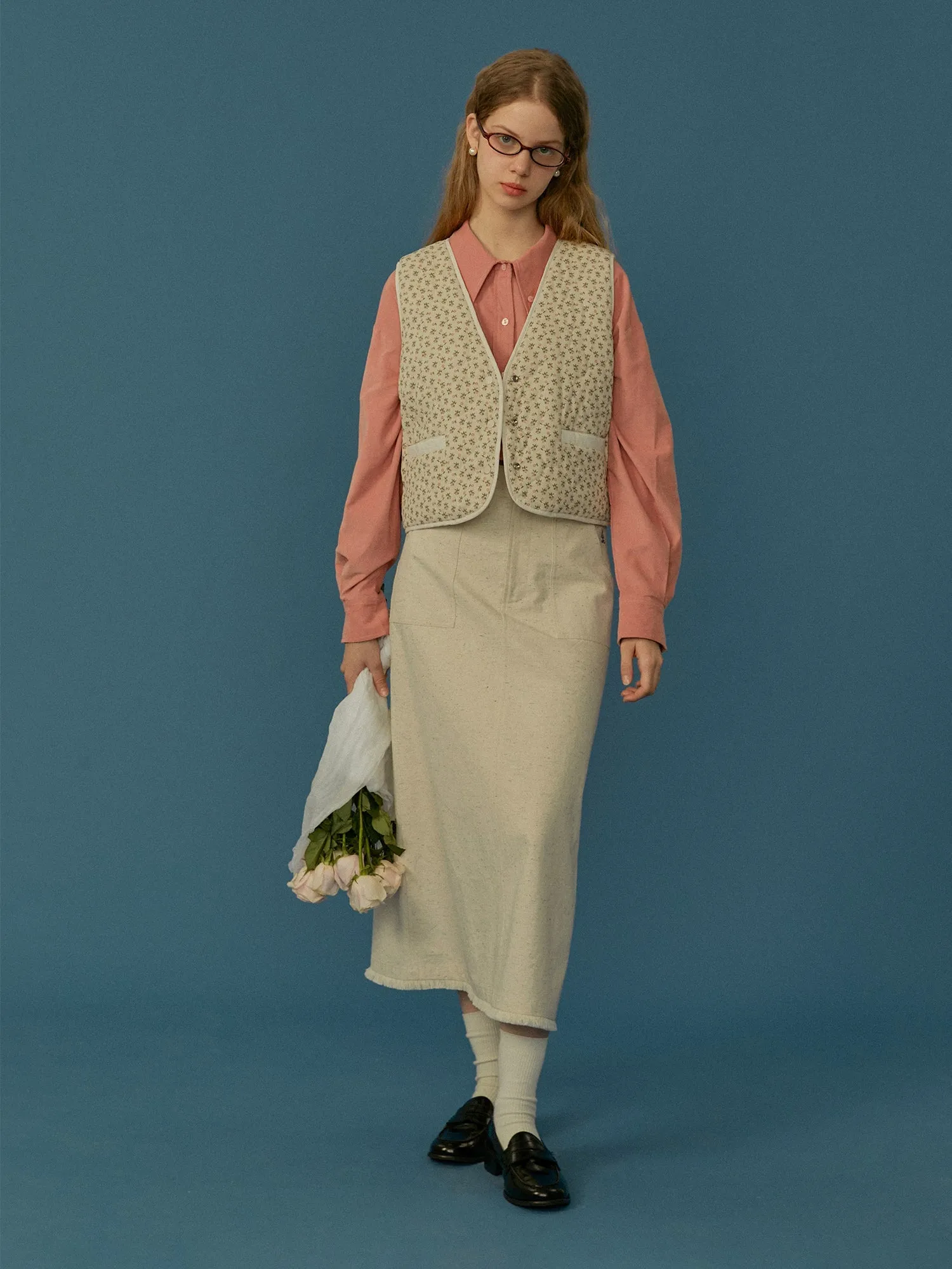 Quilted Floral Vest
