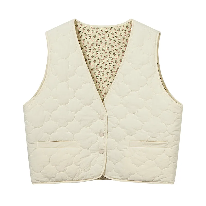 Quilted Floral Vest