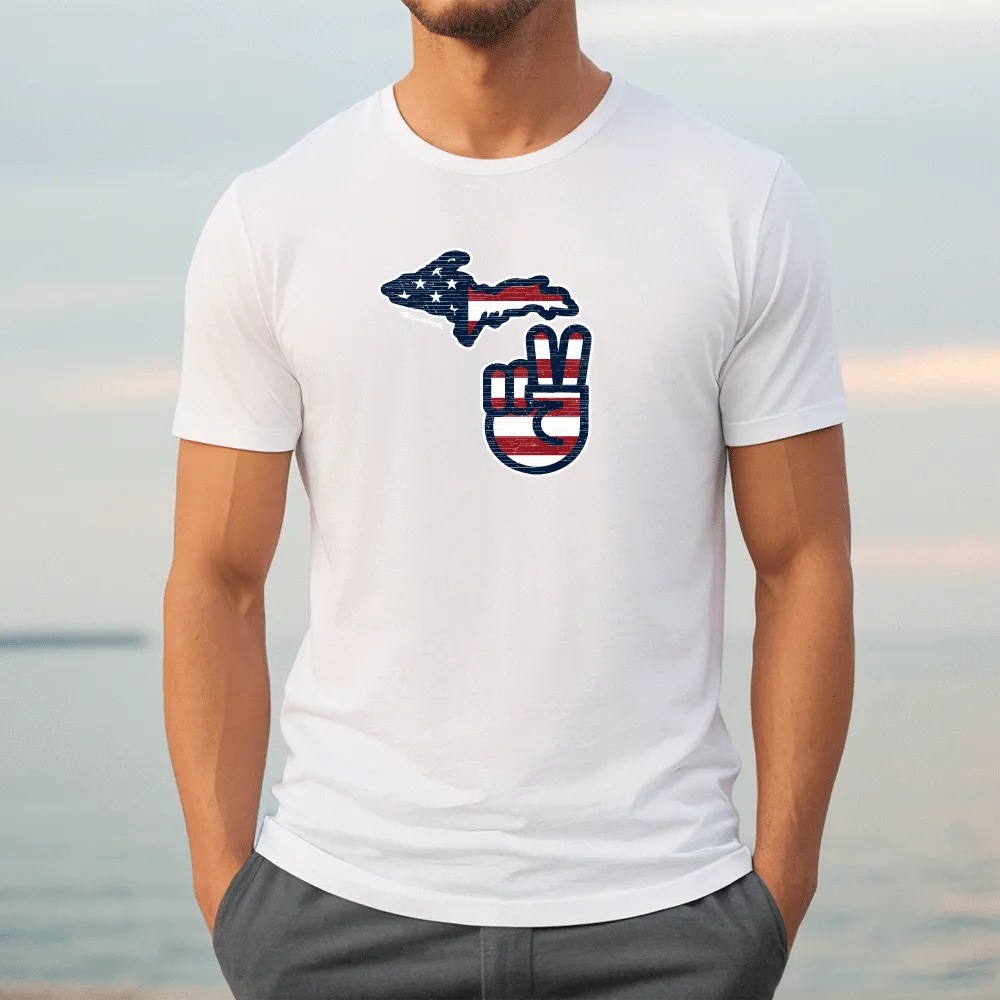"Michigan Flag Peace" Men's Crew T-Shirt