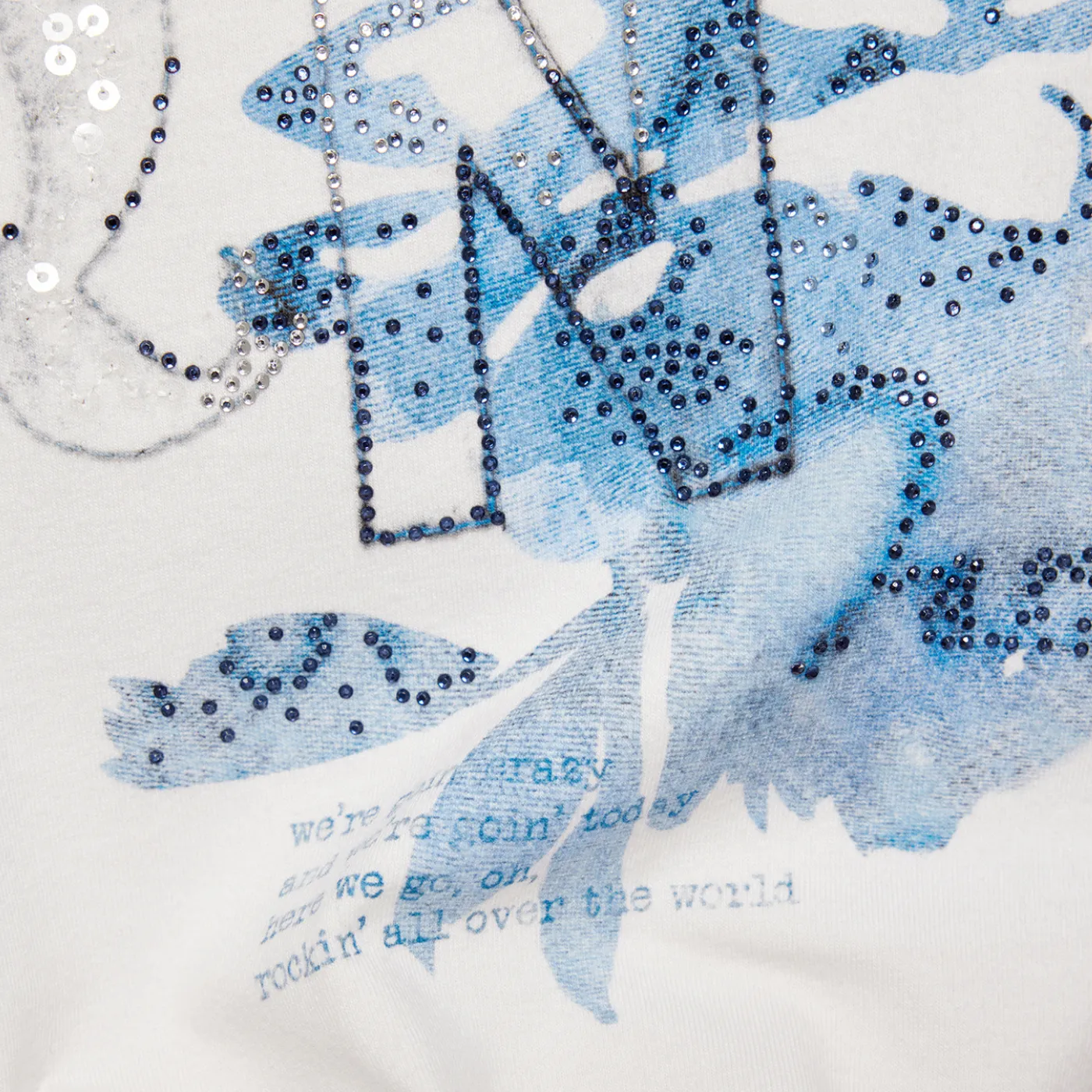 Rabe Denim Love T-Shirt With Diamanté Detail