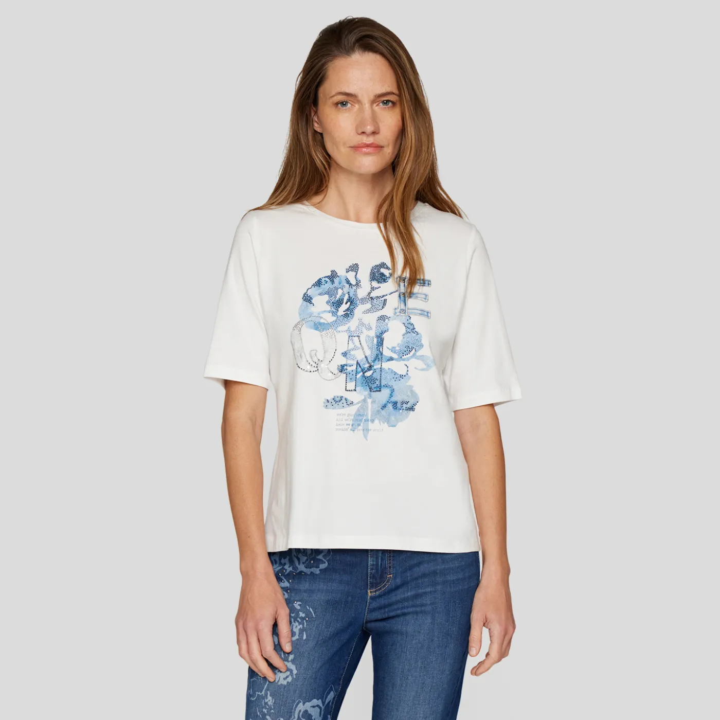 Rabe Denim Love T-Shirt With Diamanté Detail