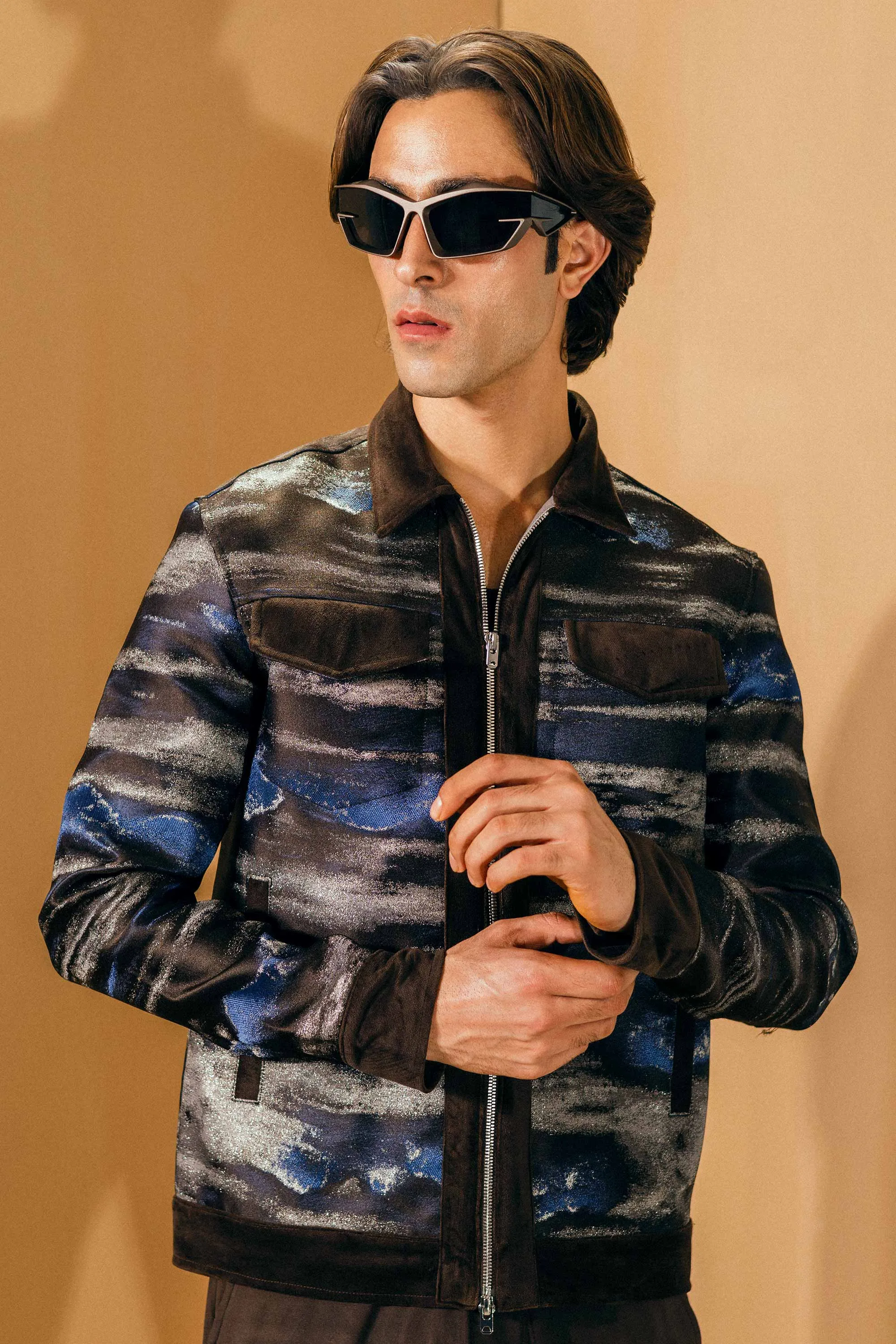 Rat Brown Printed Satin Jacket