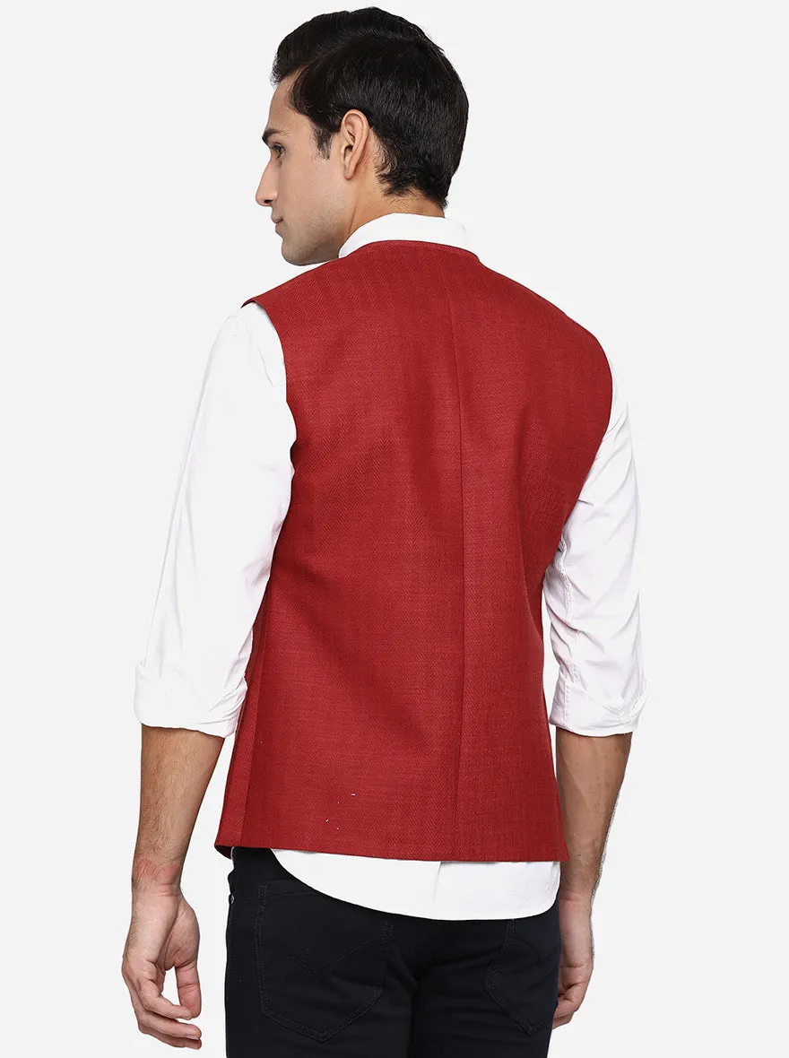 Red Bandhgala Jacket | Greenfibre