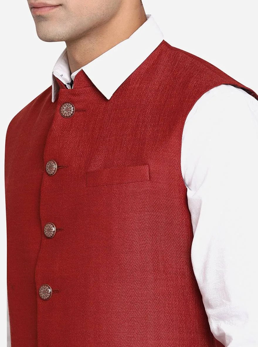 Red Bandhgala Jacket | Greenfibre