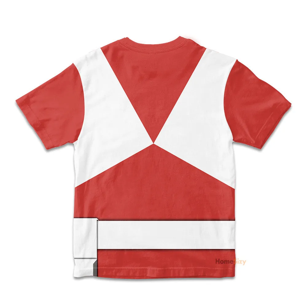 Red MIGHTY MORPHIN Power Ranger Custom Cosplay Costume Kid Tshirt QT208513Hc