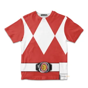 Red MIGHTY MORPHIN Power Ranger Custom Cosplay Costume Kid Tshirt QT208513Hc