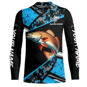 Redfish Drum fishing Blue camo Kid Long Sleeve Performance Fishing Shirt custom Redfish fishing jersey NQS9348