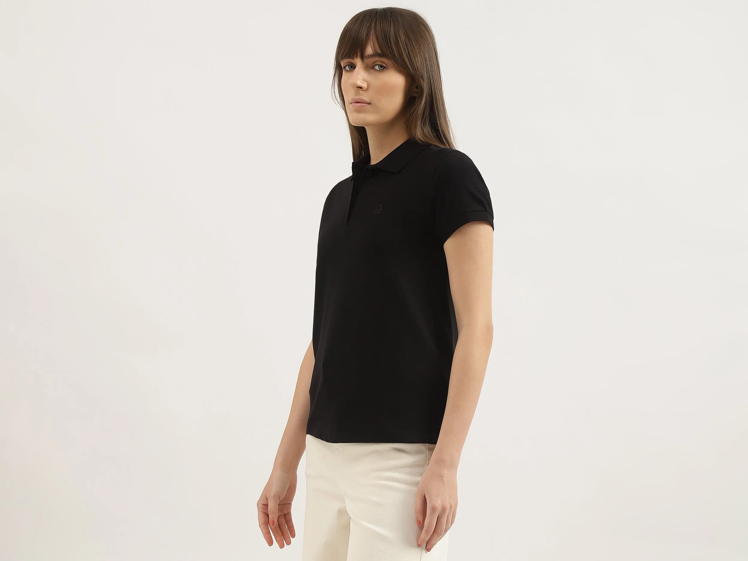 Regular Fit Polo Neck Solid T-shirts