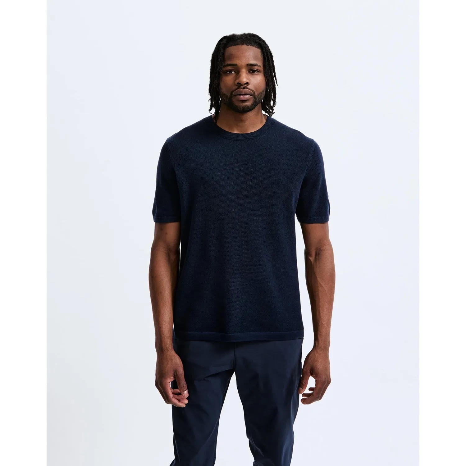 Reigning Champ Men Knit Supima Pique Ace T-Shirt Navy RC-6074-NVY