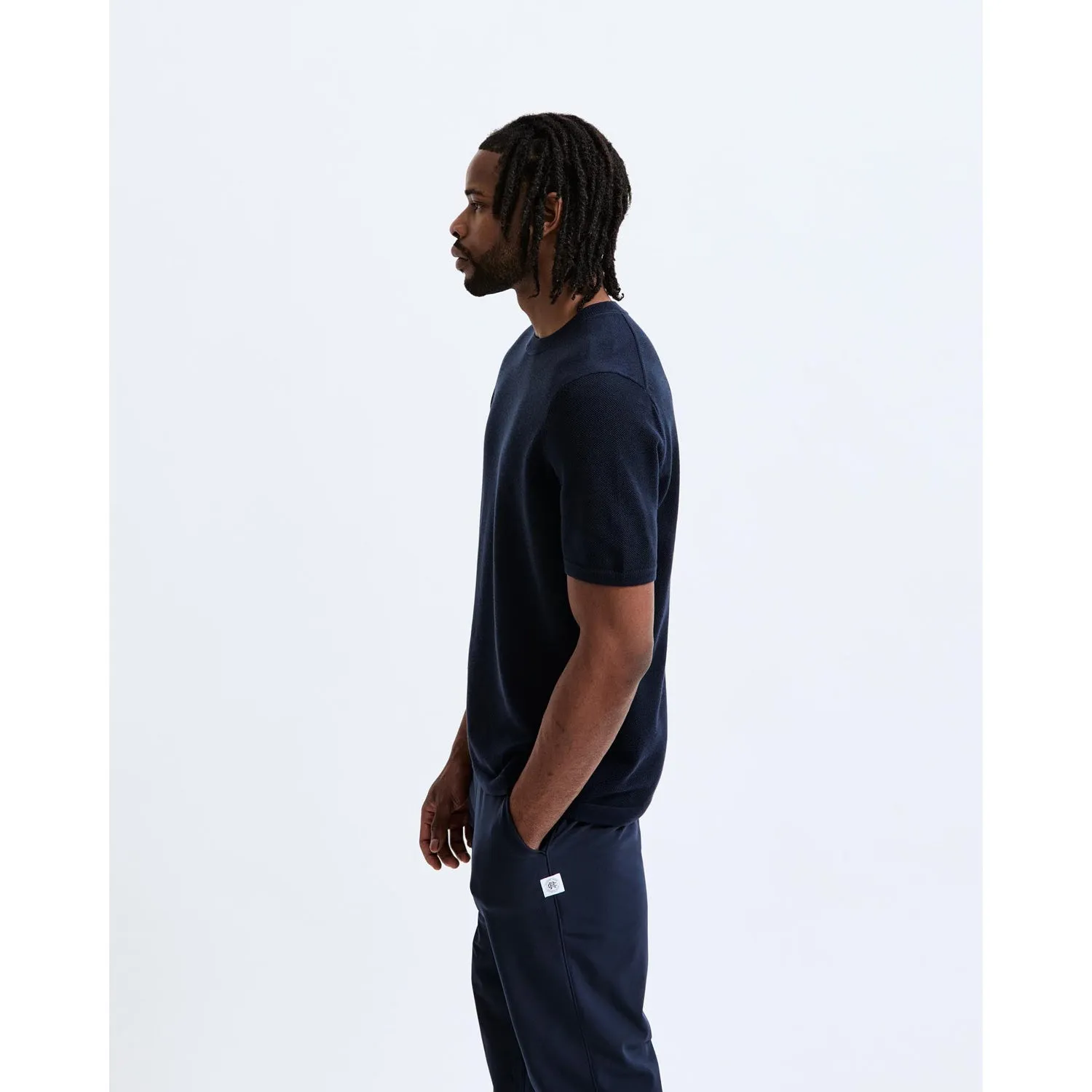 Reigning Champ Men Knit Supima Pique Ace T-Shirt Navy RC-6074-NVY