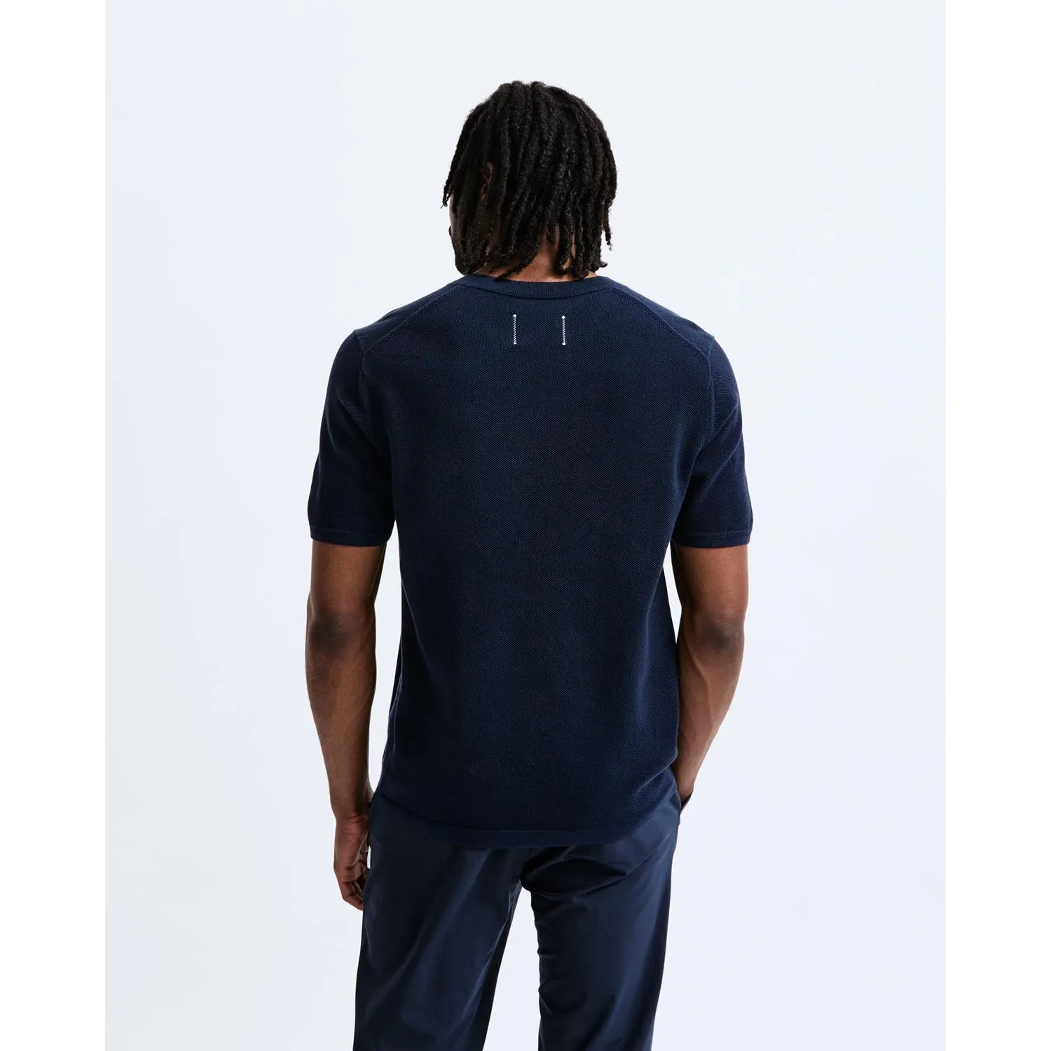 Reigning Champ Men Knit Supima Pique Ace T-Shirt Navy RC-6074-NVY