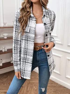 Retro plaid loose casual top jacket: