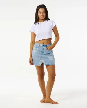 Rip Curl Hibiscus Heat Overdyed Denim Skirt