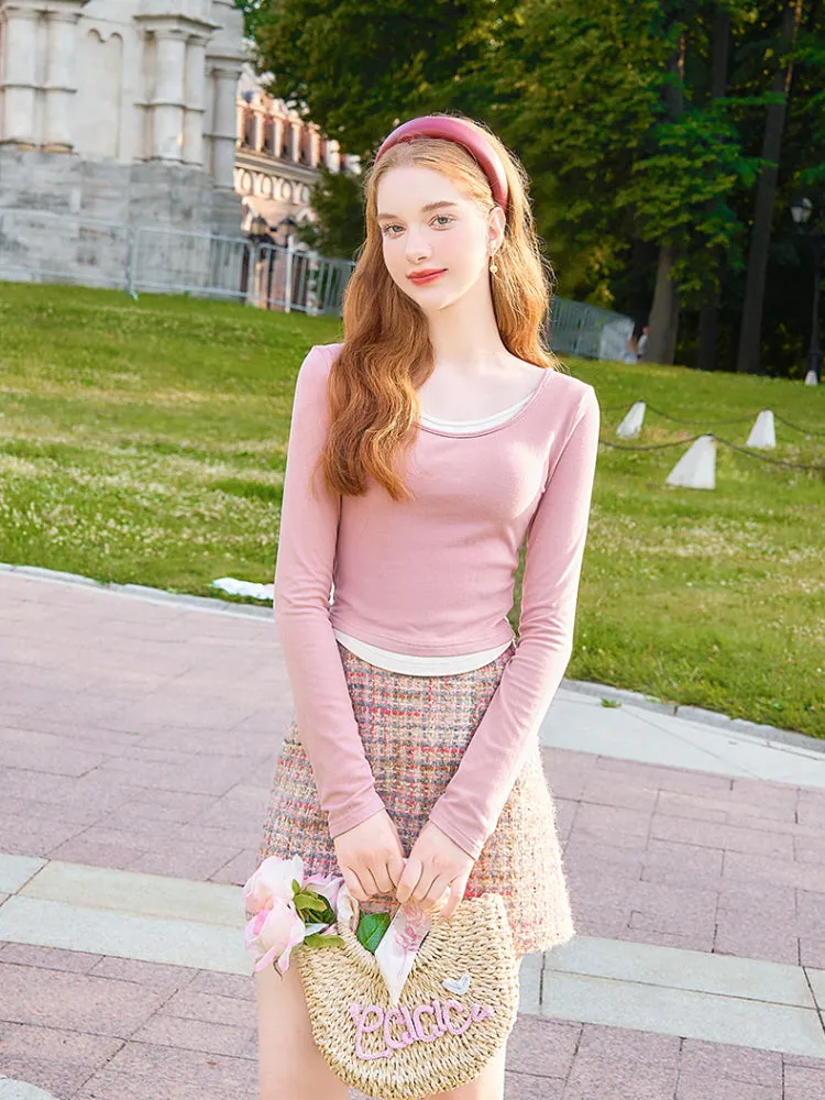 Romantic Double-Layered Crop Tee