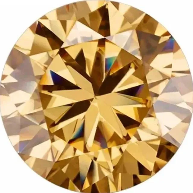 Round Diamond Faceted FAB Brown Moissanite Loose Stone