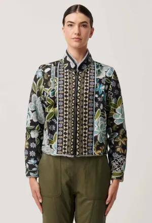 Rylie Reversible Print & Faux Fur Jacket in Dahlia Fields