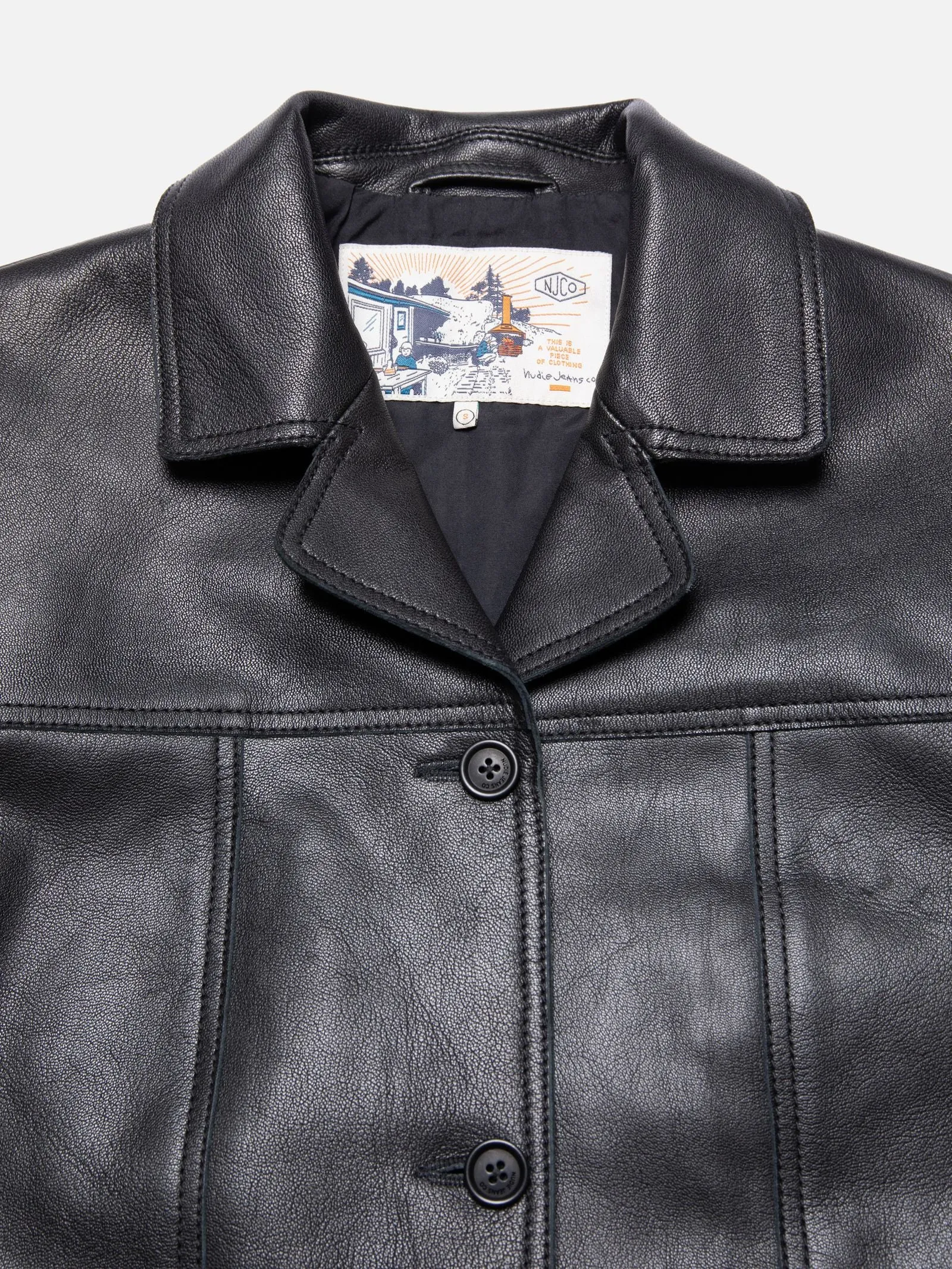 saga leather blazer in black